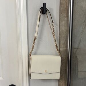 Tory Burch Cream Leather Chain Crossbody Bag